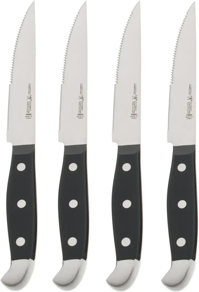 HENCKELS Statement Razor-Sharp Steak Knife Set of 4, German Engineered Informed by 100+ Years of Mastery, Black/Stainless Steel