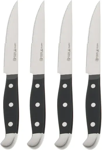 HENCKELS Statement Razor-Sharp Steak Knife Set of 4, German Engineered Informed by 100+ Years of Mastery, Black/Stainless Steel