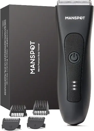 MANSPOT Manscape Groin & Body Hair Trimmer for Men, Electric Ball Trimmer Pubic Trimmer Shaver,Manscape Kit with 4 Guard,Replaceable Ceramic Blade Heads